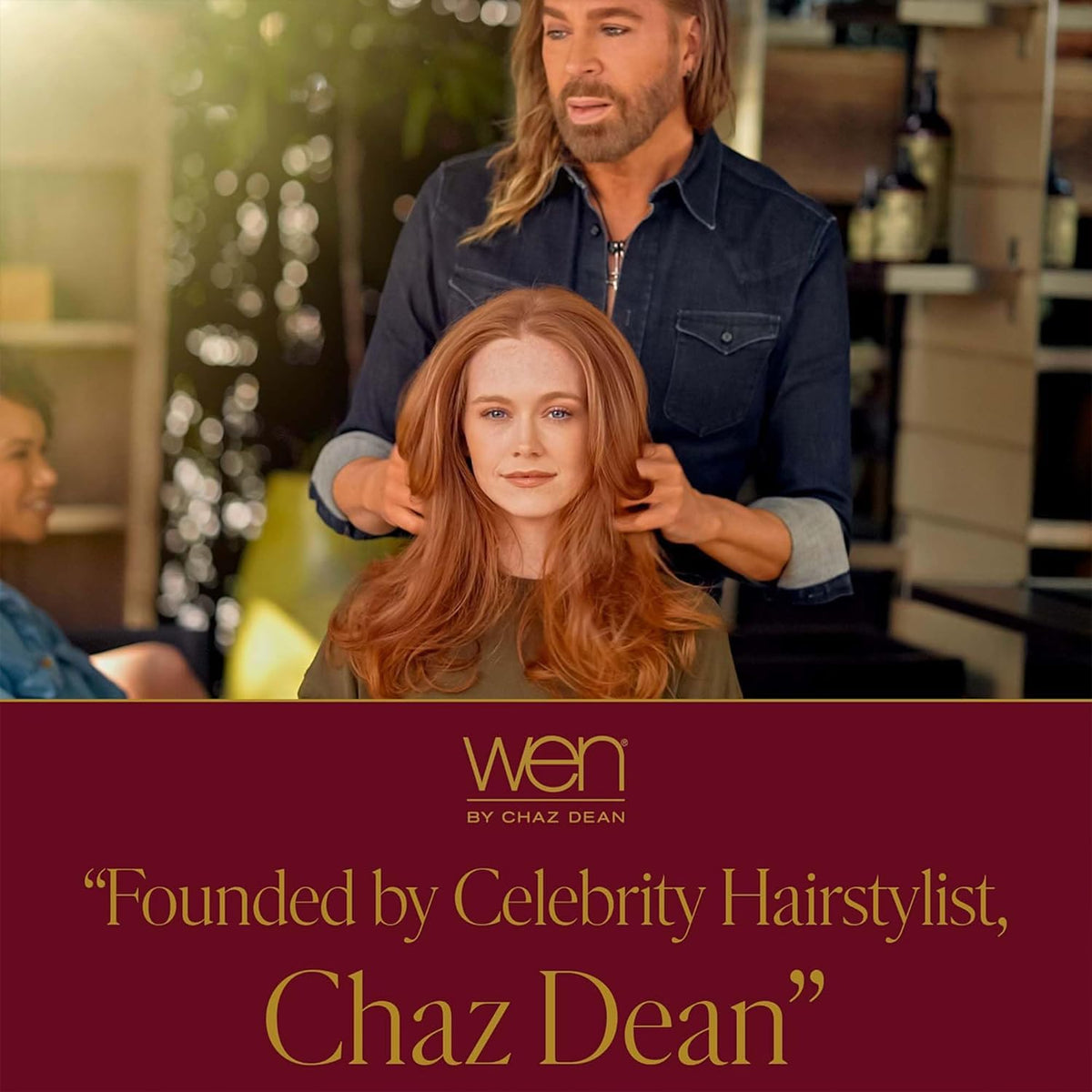 WEN by Chaz Dean 16 oz bottle pictured in hand to show true size