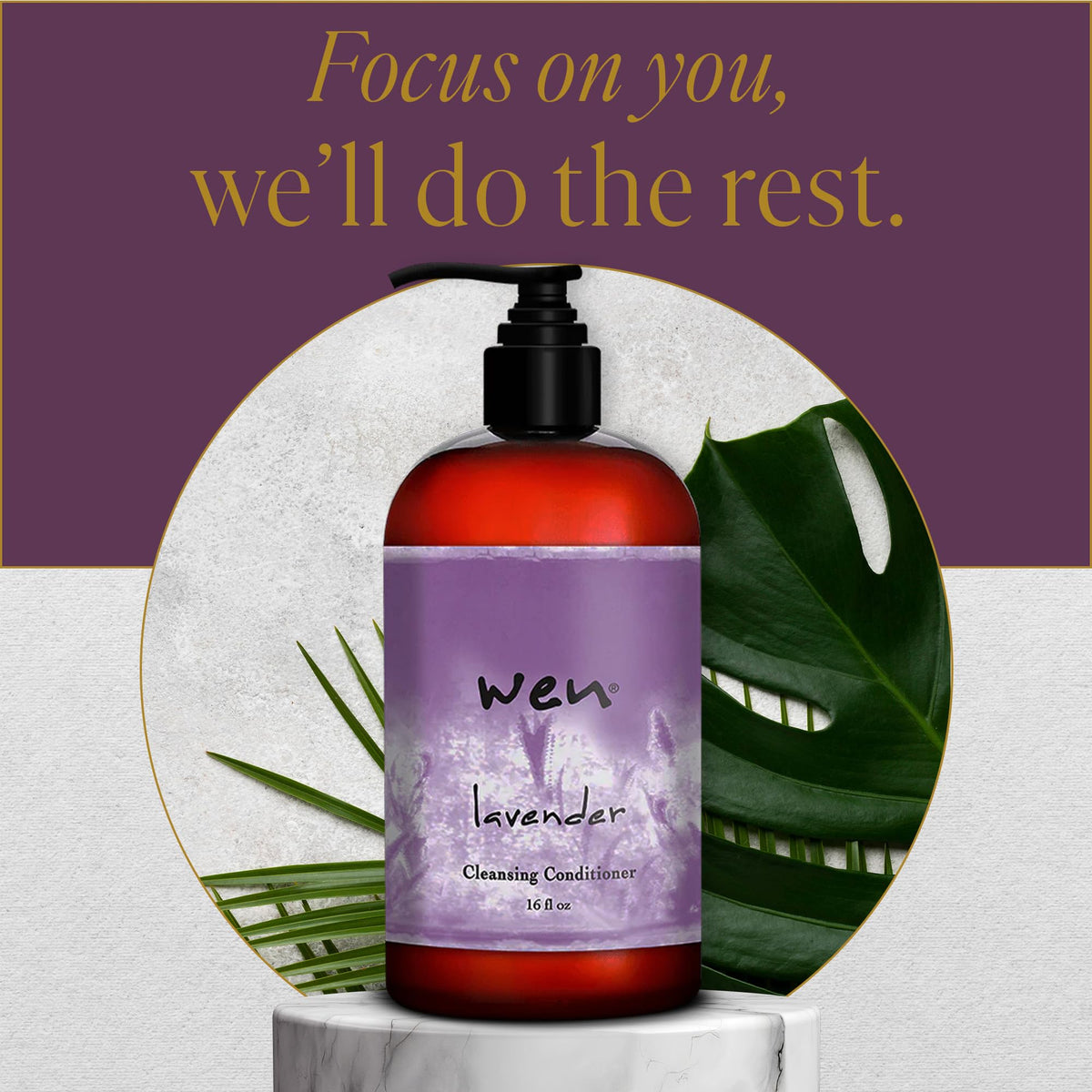WEN by Chaz Dean lavender sprigs and oil highlighting natural botanicals