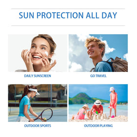 WenFeng sunscreen in beach setting protecting skin during outdoor activity