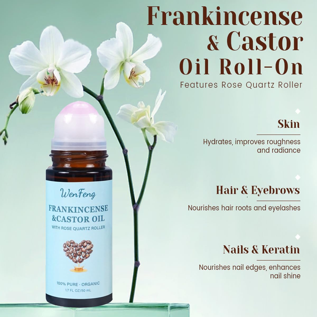 WenFeng rose quartz roller close-up for smooth massage benefit