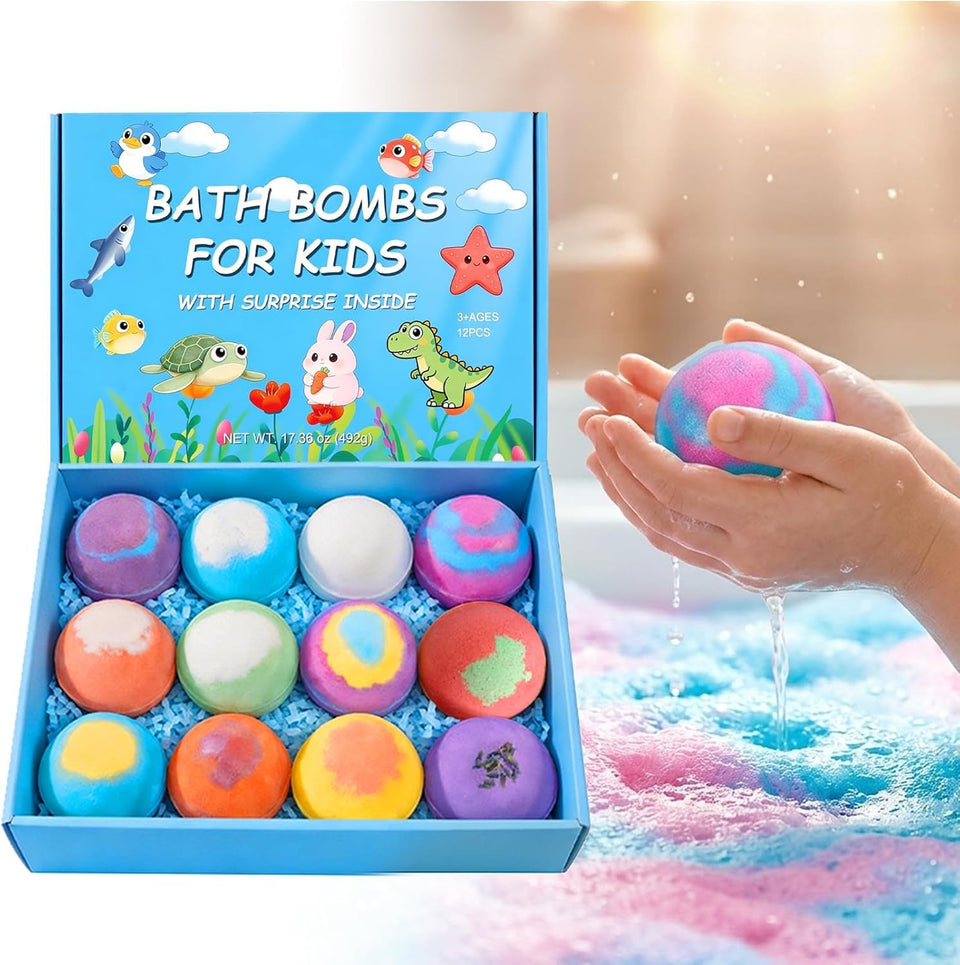 Wenoanew front packaging of 12 bath eggs showing colorful toys and playful benefits