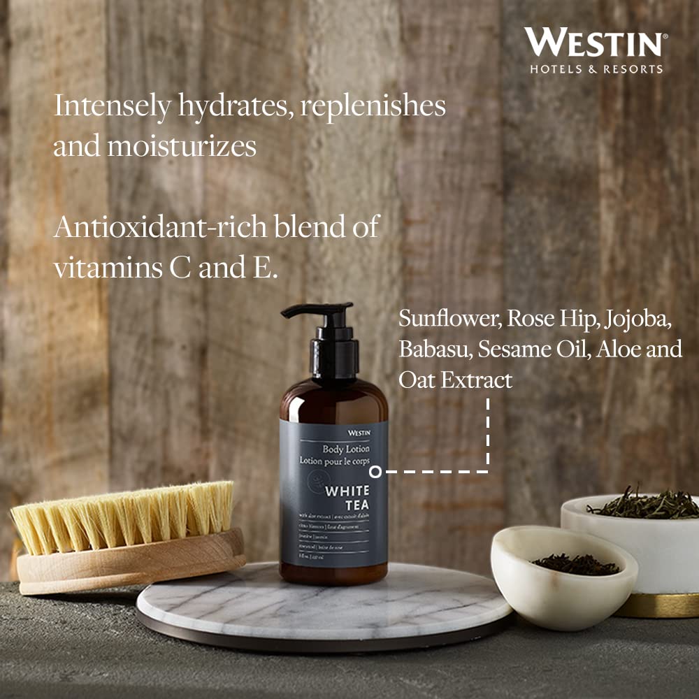 Westin 8 oz bottle beside common items showing compact travel convenience