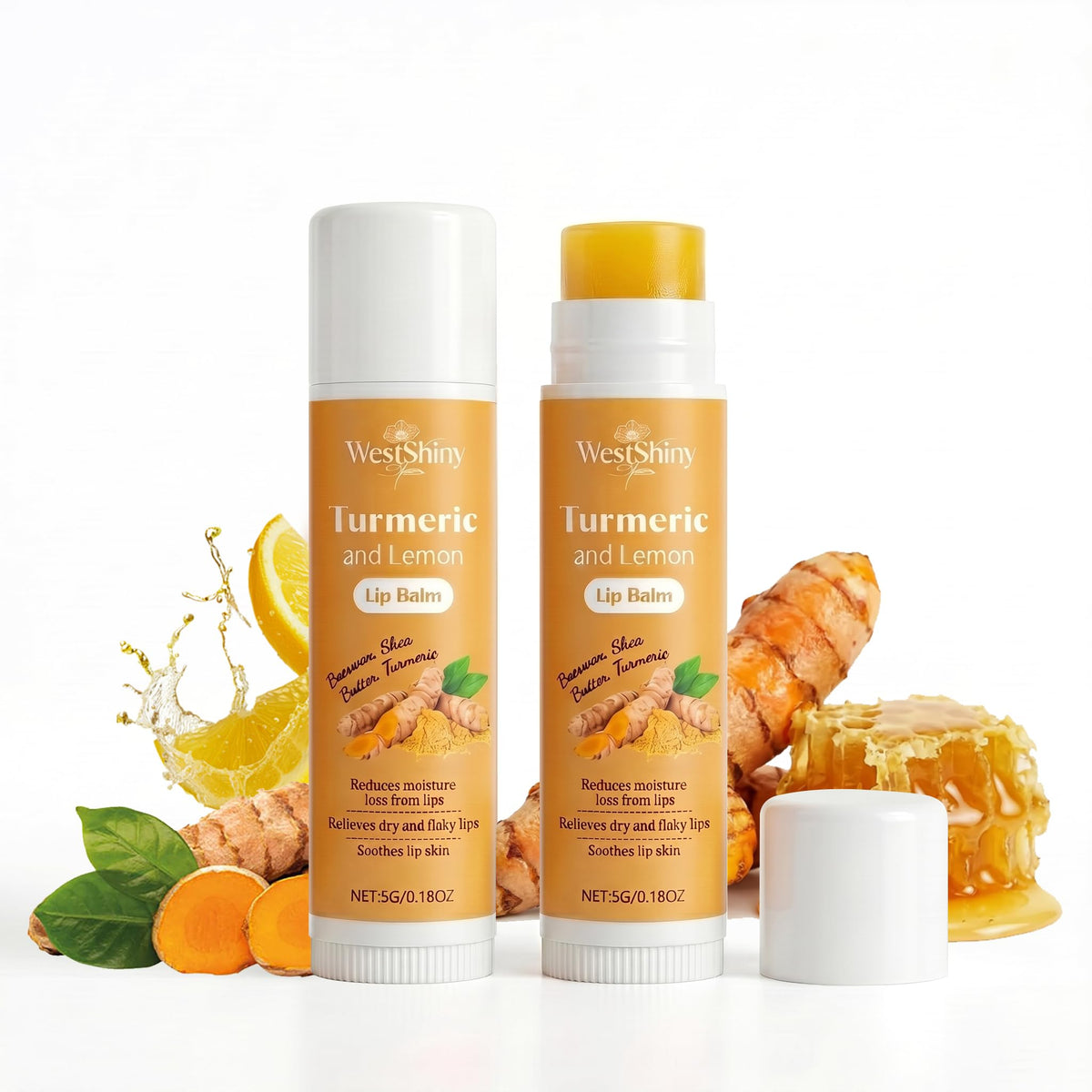 westshiny front packaging showing two balm sticks and brightening benefit