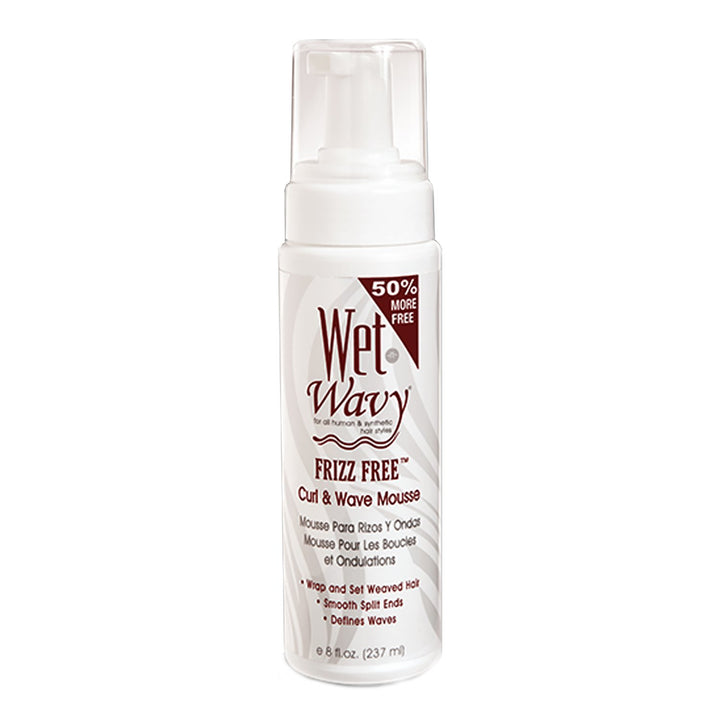 Wet n Wavy front packaging showing 8 oz mousse and clear product benefit