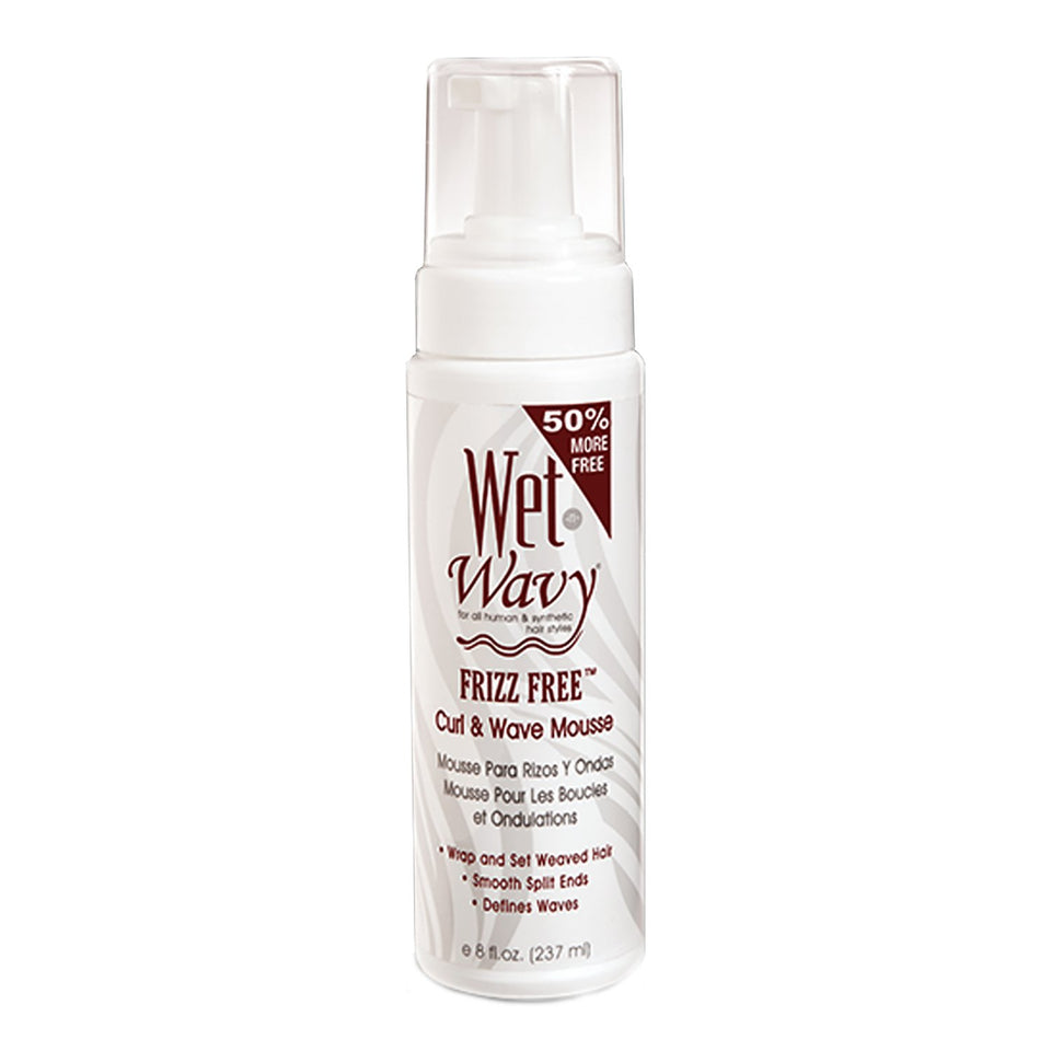 Wet n Wavy front packaging showing 8 oz mousse and clear product benefit