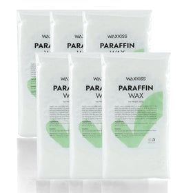 wewax front packaging showing six unscented paraffin blocks and benefit of reliable refills