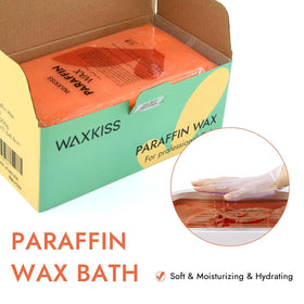 wewax hand dipped into melted peach paraffin showing layered coverage and moisturizing effect
