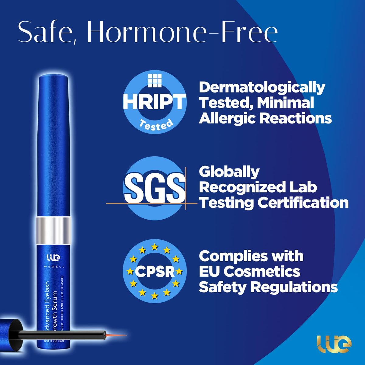 Wewell clear serum texture drop demonstrating lightweight, non-greasy absorption