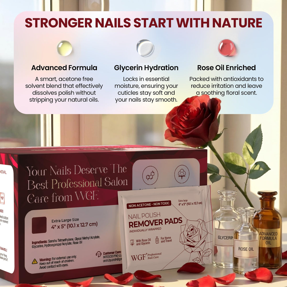WGF PROFESSIONAL NAIL CARE open individually wrapped packet for hygienic on-the-go use