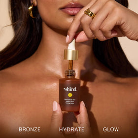 WHIND bottle styled with Moroccan props evoking vacation-inspired glow