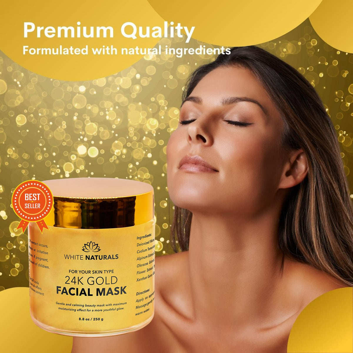 White Naturals gold sheen on skin highlighting luminous finish