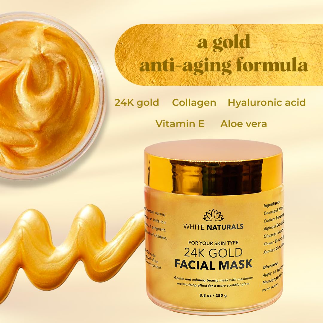 White Naturals close-up texture of gold mask showing smooth consistency