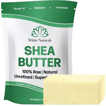 White Naturals jar front view showing pure shea butter and packaging benefits