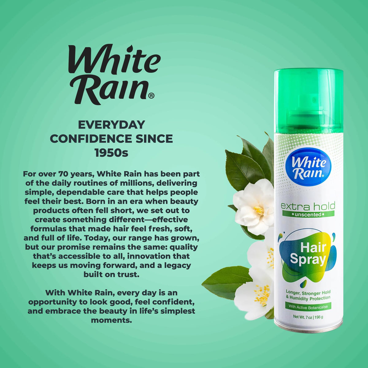 White Rain on bathroom counter in lifestyle scene indicating everyday styling ease
