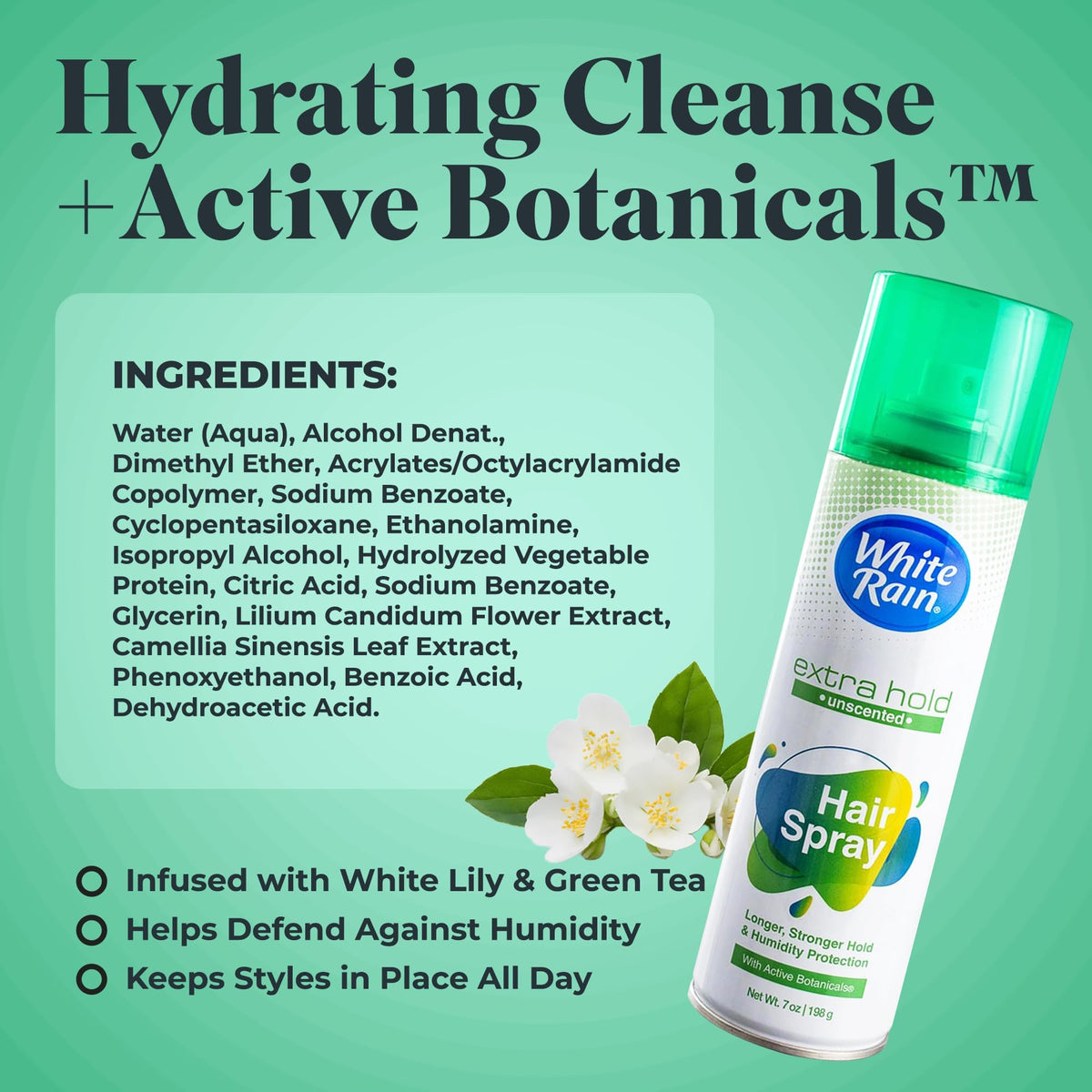 White Rain can held in hand to show 7 oz size and travel-friendly benefit