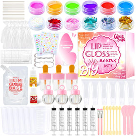 WhizToys full kit flatlay showing all 74 pieces for creative gloss making
