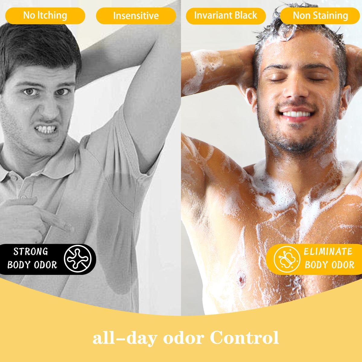 wigarjur in-shower use lather on arm demonstrating effective odor removal