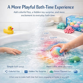 wiilioe rich bubbles and blue water, calming bath play benefit
