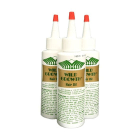 Wild Growth front packaging showing three 4oz bottles, clear label and product benefit