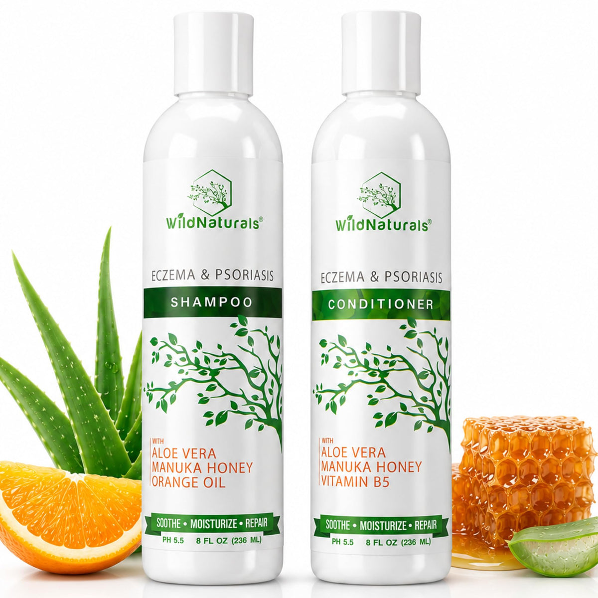 Wild Naturals front packaging showing set and calming design for soothing scalp care