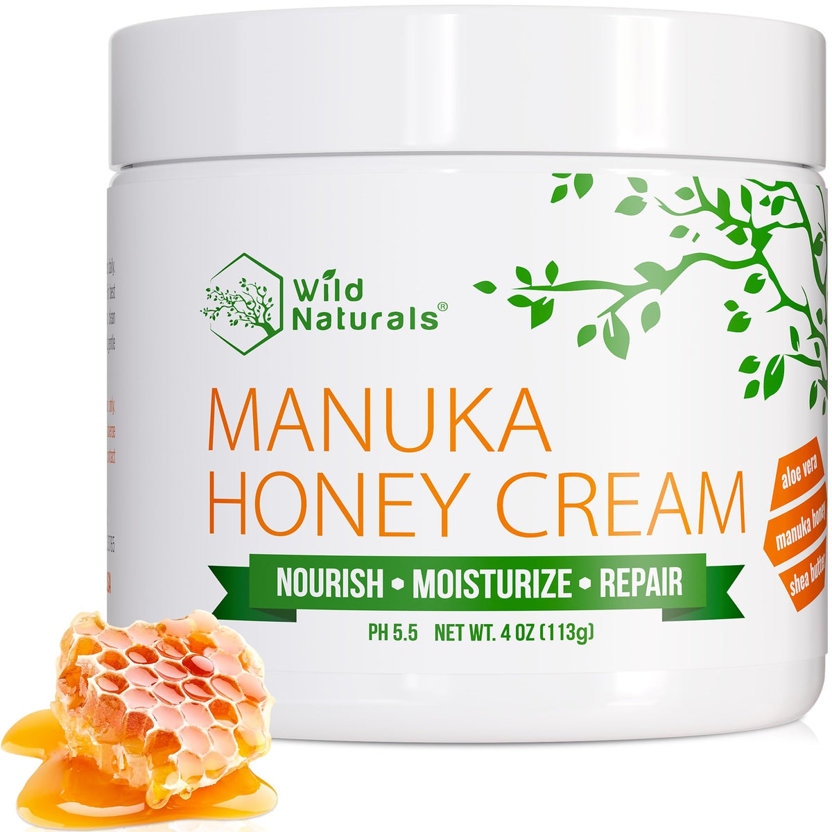Wild Naturals jar front view showing packaging and calming design benefits skin hydration