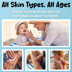 Wildara family outdoors scene portraying reef-safe sunscreen suitable for all ages and active use