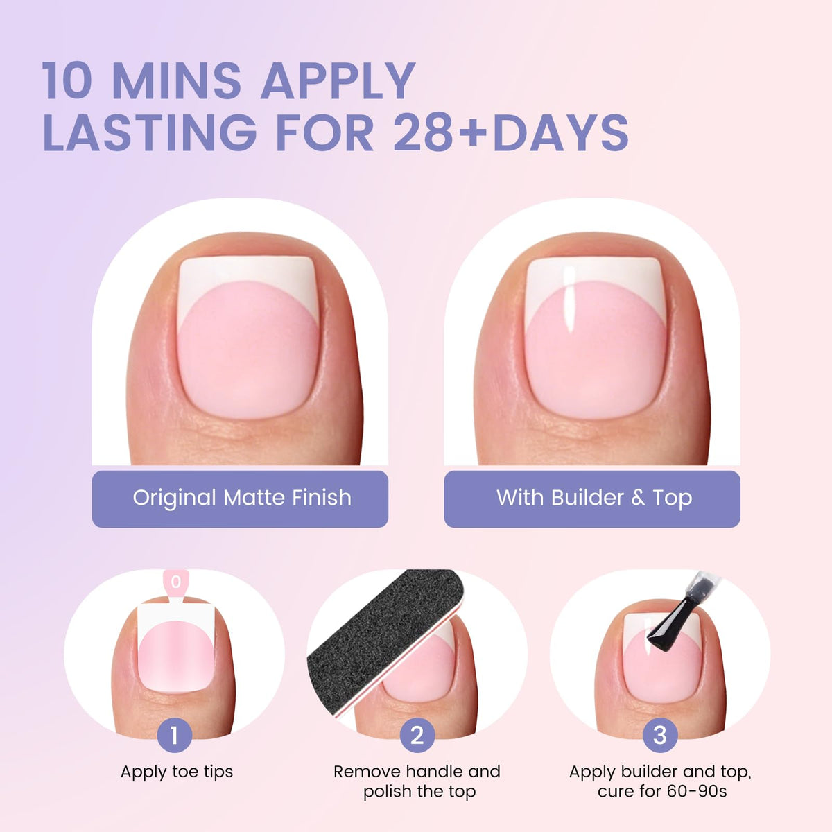Wilfniee press on toenails worn with sandals demonstrating natural look and confidence