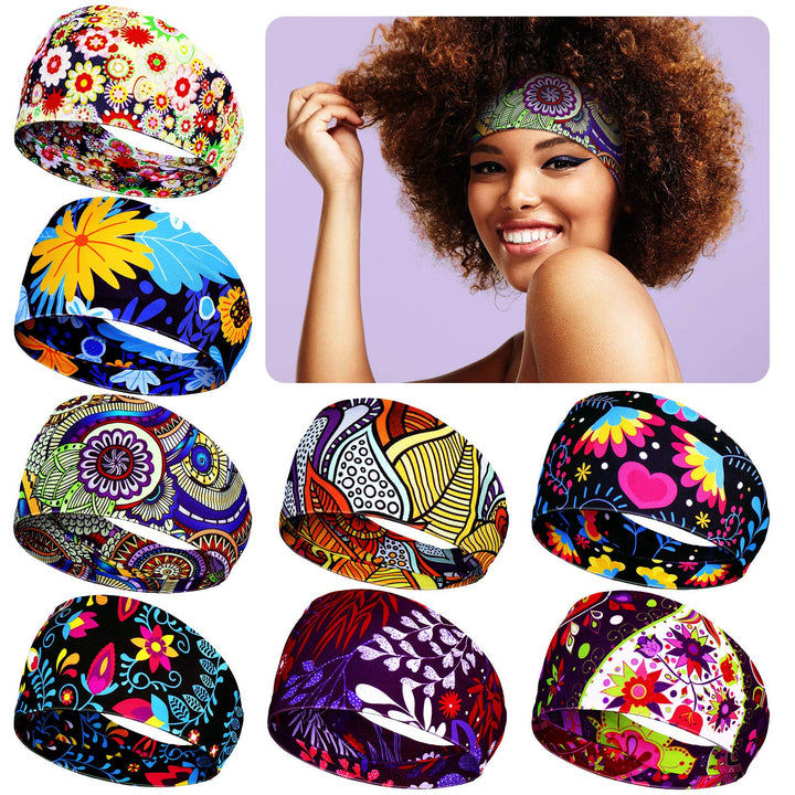 WILLBOND front view of eight colorful headbands shows variety and convenience