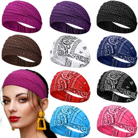 WILLBOND front view of 10-piece headband set showing styles and colors, versatile styling