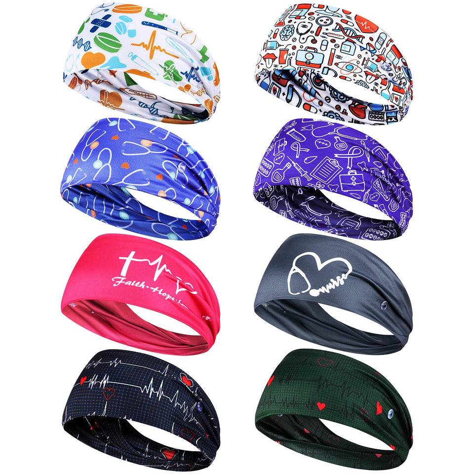 WILLBOND front packaging showing eight patterned headbands and buttons for secure ear relief