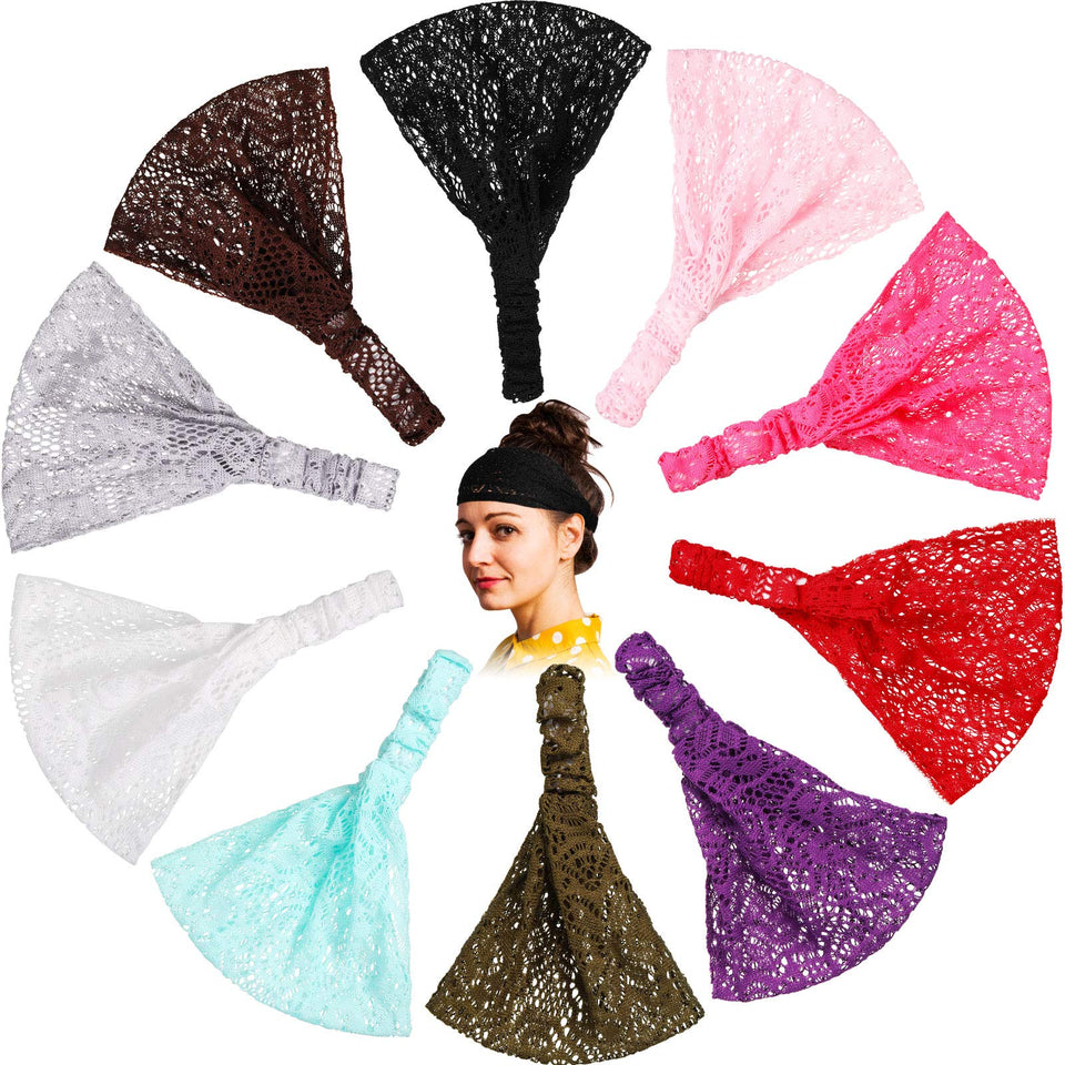 WILLBOND front packaging of 10 lace headwraps showing colors and neat bundle benefit