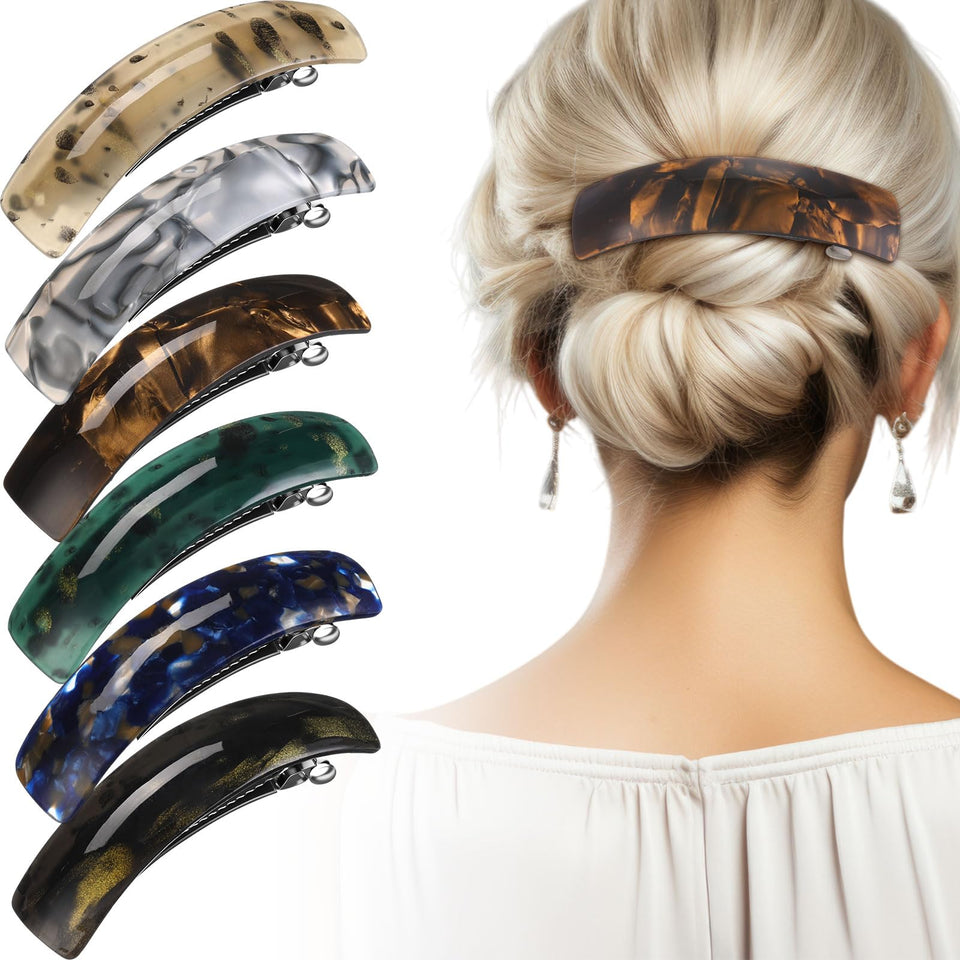 WILLBOND front view of six barrettes neatly arranged, vibrant styling benefit