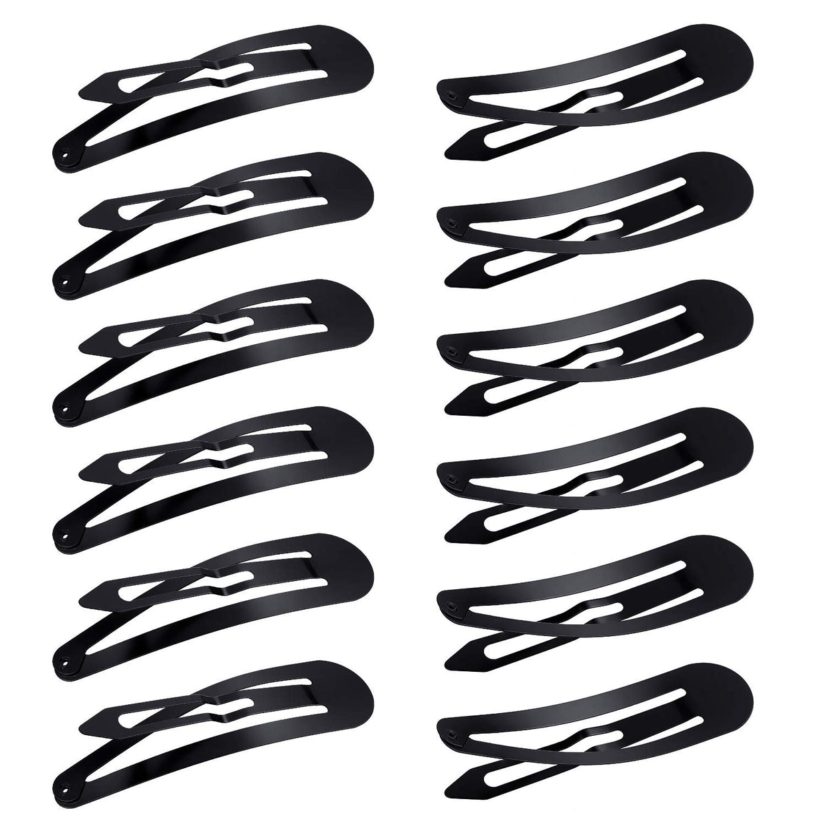 WILLBOND front view of 50 black snap hair clips showing quantity and packaging benefit