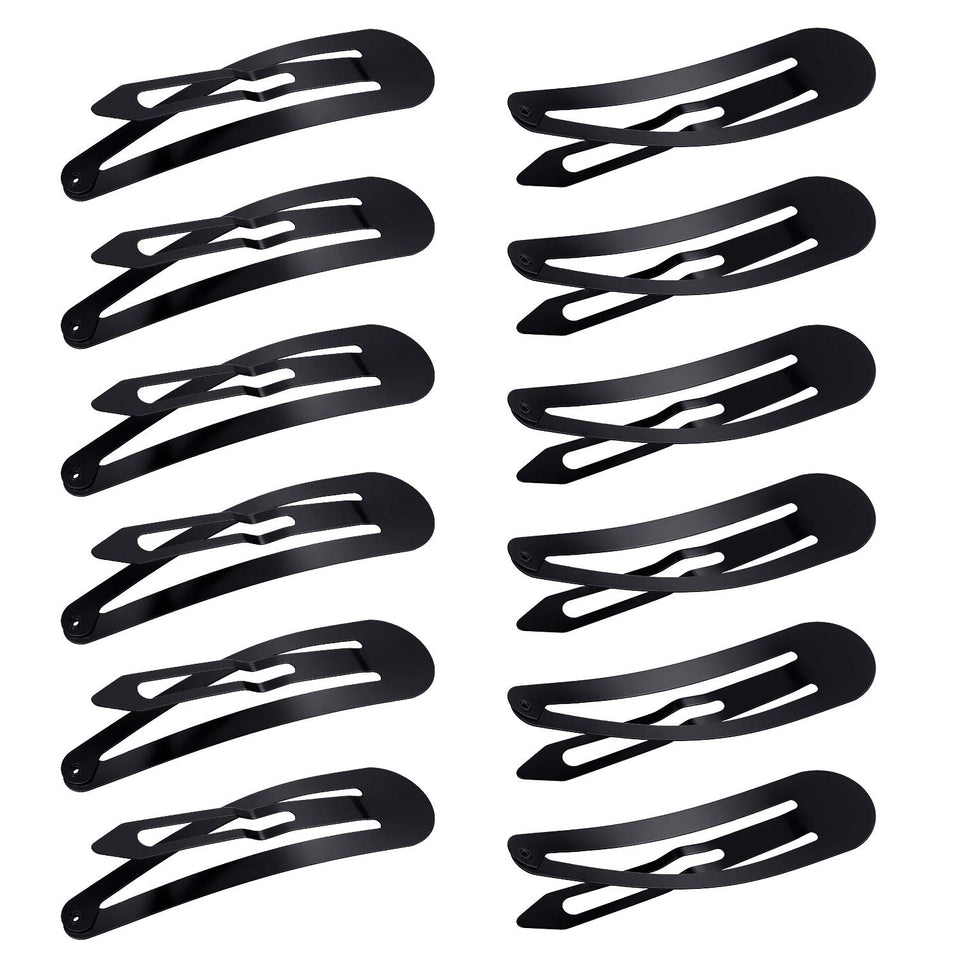 WILLBOND front view of 50 black snap hair clips showing quantity and packaging benefit