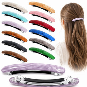 WILLBOND front view of 12-piece tortoise shell barrettes showing variety and elegance