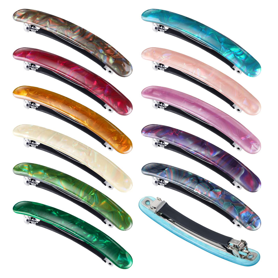WILLBOND front view of 12-piece tortoise shell barrette pack showing variety