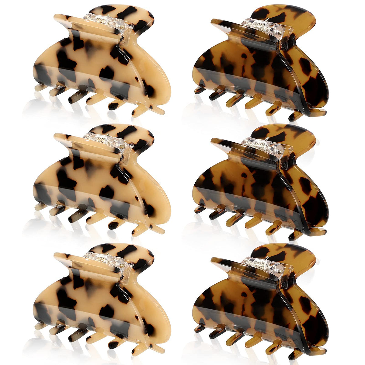 WILLBOND front view of six tortoise shell clips showing pattern variety and stylish look