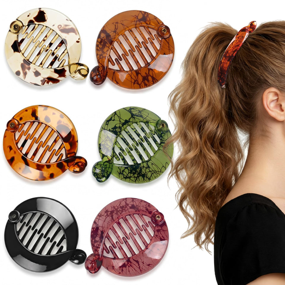 WILLBOND front view of six colorful banana clips showing secure multipack use