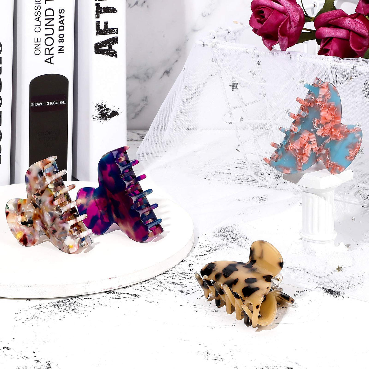 WILLBOND lifestyle scene with clips on a dressing table adding chic finishing touch
