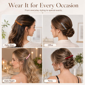 WILLBOND barrettes styled with outfit on tabletop demonstrating versatile accessorizing