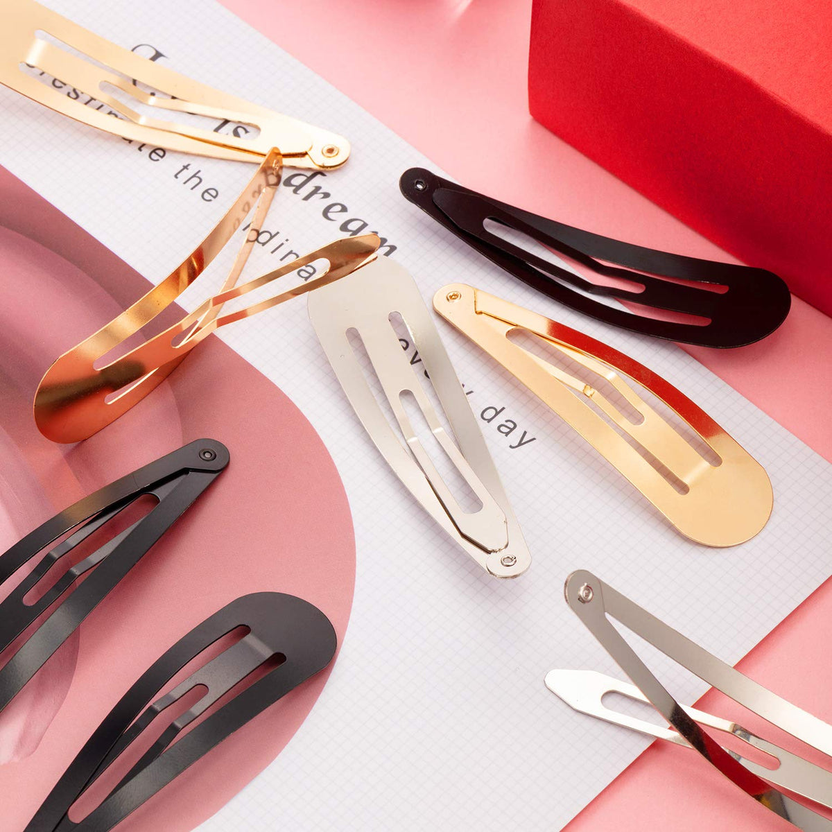 WILLBOND textured finish of gold silver black clips showing polished look and wear resistance
