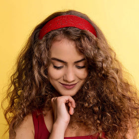 WILLBOND model wearing wide bandana style showing fuller coverage and style