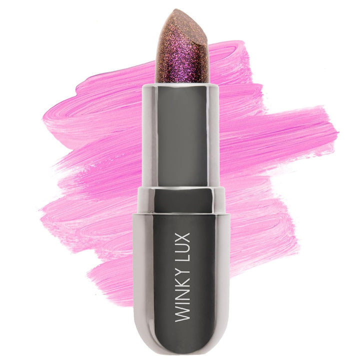 Winky Lux front view of closed Aurora Glimmer Balm showing jewel-inspired container and compact design