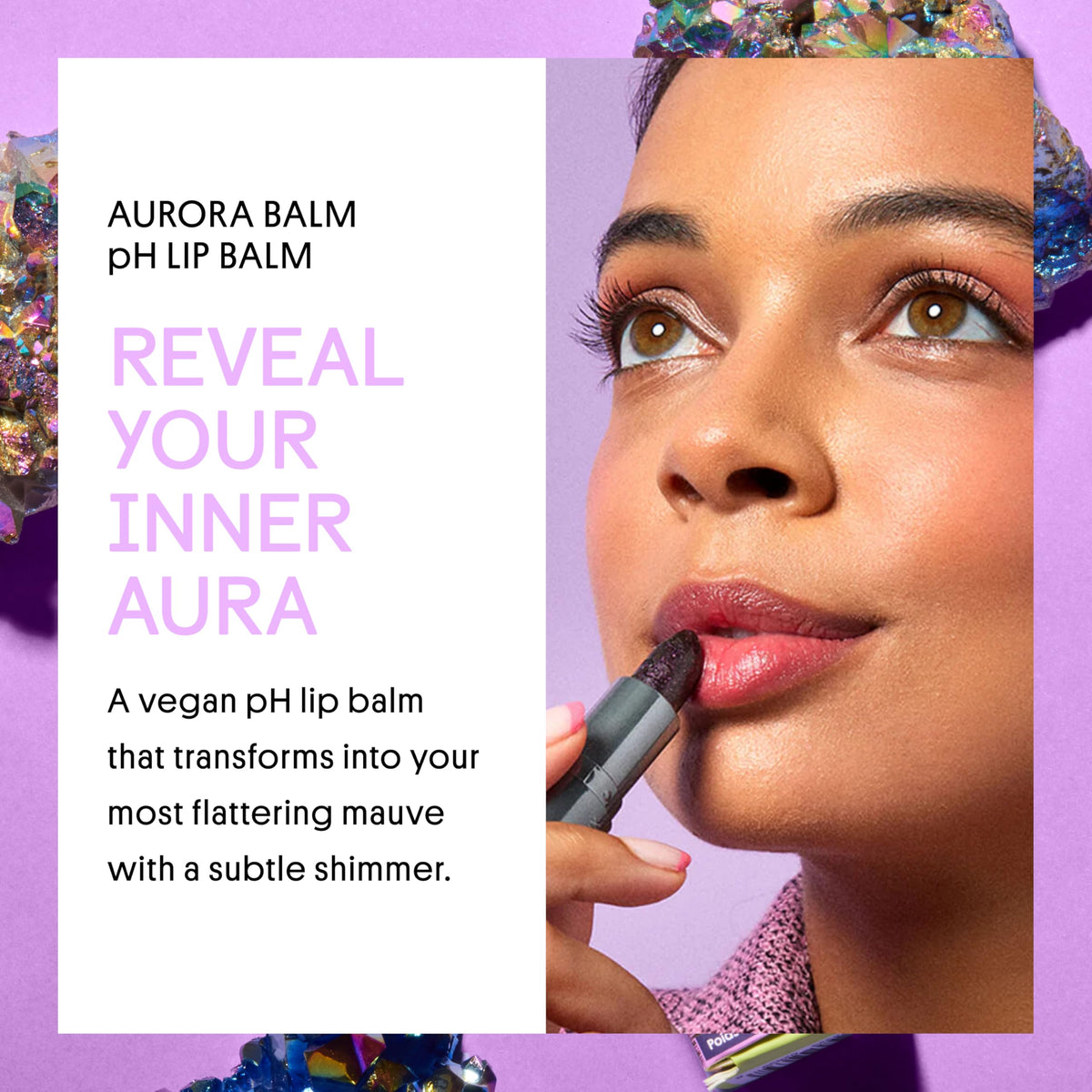 Winky Lux Aurora Glimmer Balm twisted open to reveal mauve-tinted balm for easy application