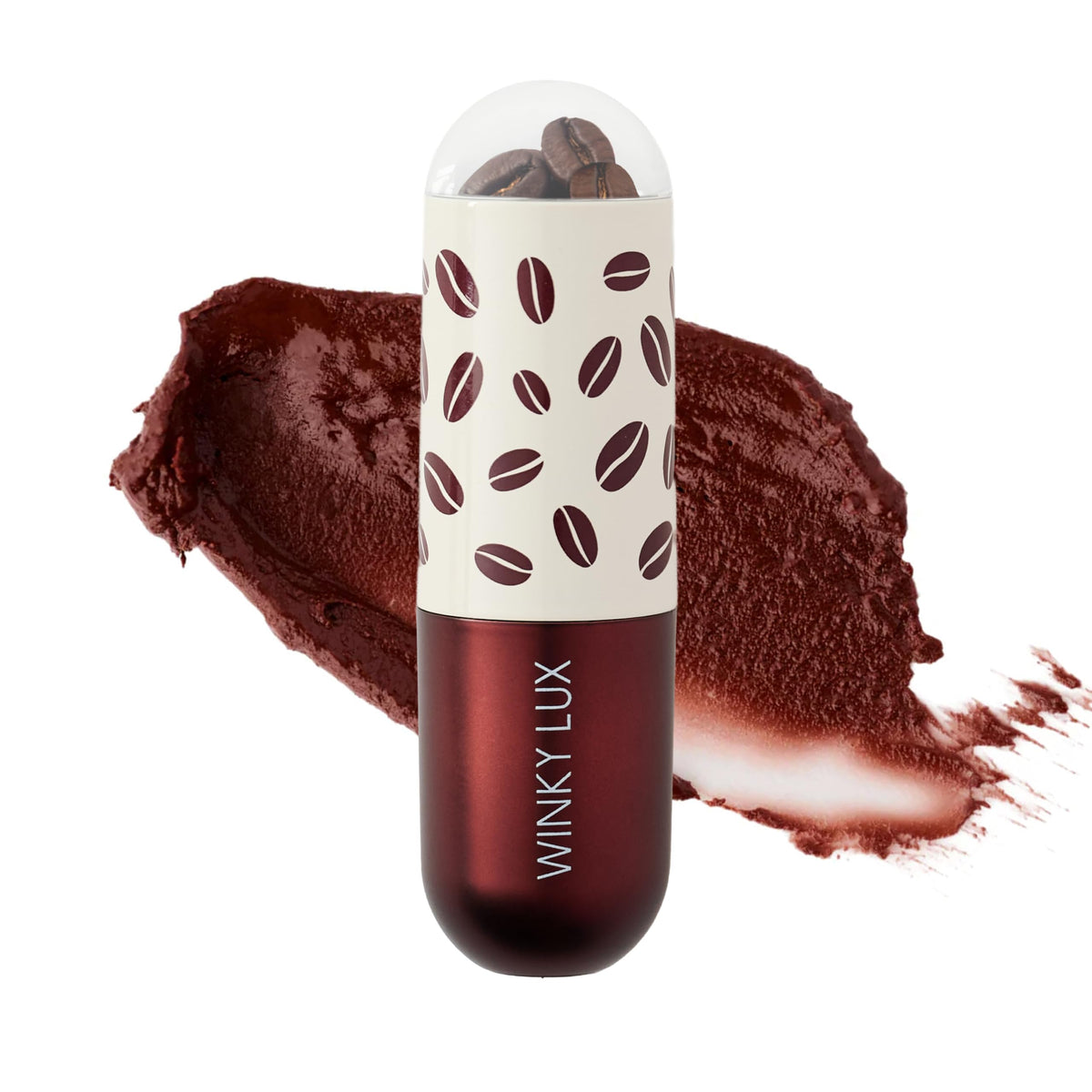 Winky Lux Espresso 'Tini front view showing warm nude color and packaging benefit