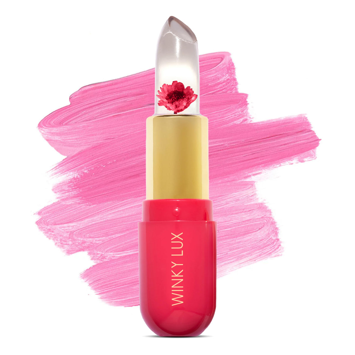 Winky Lux Flower Balm front tube showing flower and label, pretty presentation benefit
