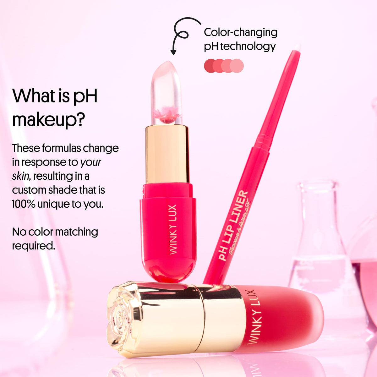 Winky Lux applied on lips showing personalized pink tint and glossy benefit