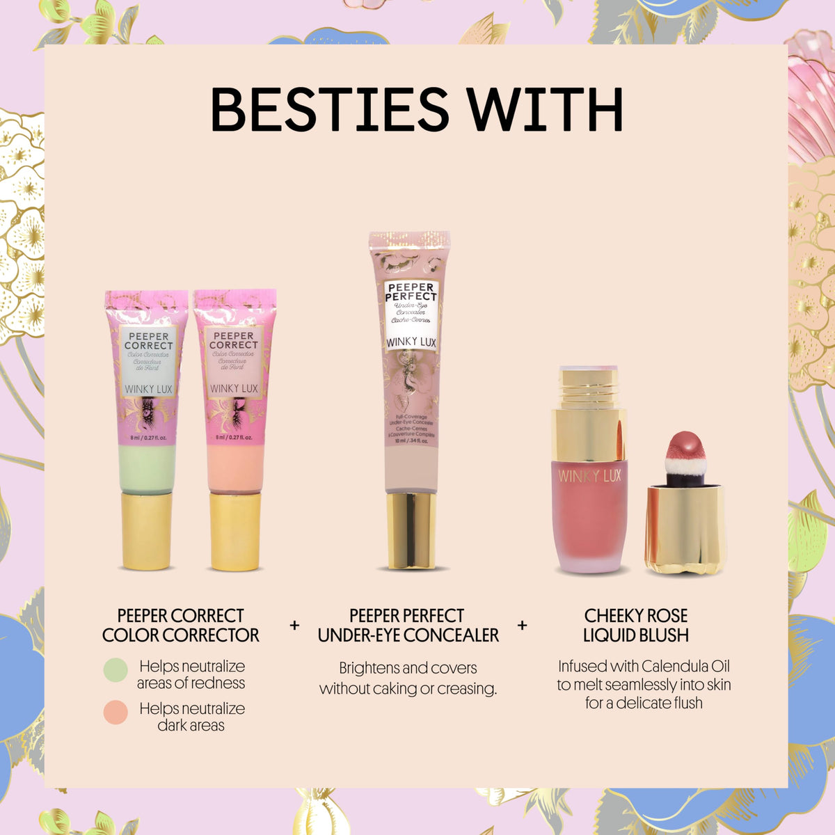 Winky Lux ingredients label closeup highlighting antioxidant-rich benefits