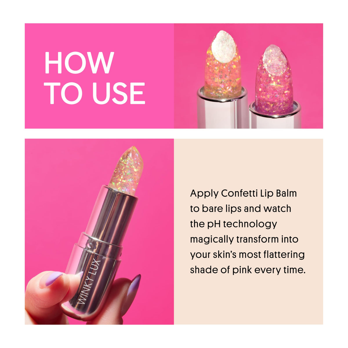 Winky Lux balm held in hand to show compact size and travel-friendly convenience