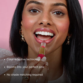Winky Lux texture swiped on hand to show sheer finish and hydration benefit